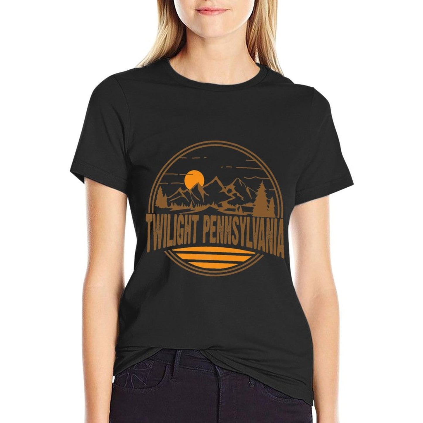 Vintage Twilight, Pennsylvania Mountain Print Premium  Affordable Price T-Shirt