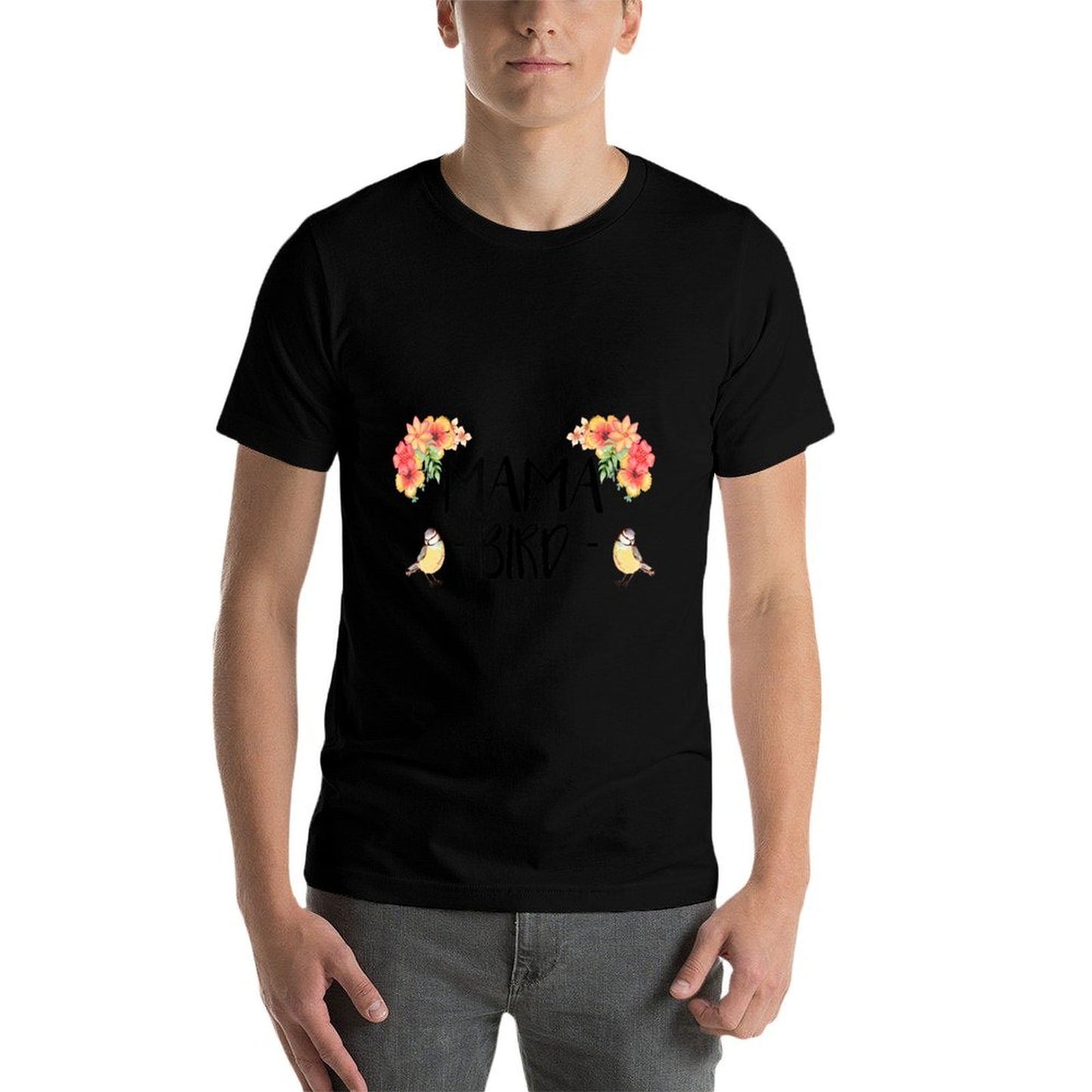 Womens Mama Bird Cute Bird Lover Mothers Day Gift  Cotton T-Shirt
