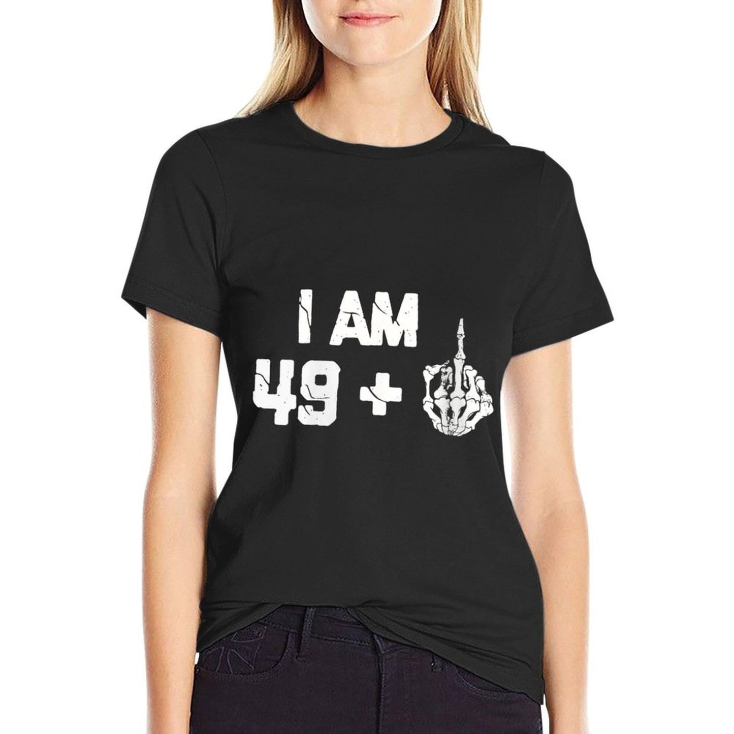 Womens I Am 49 Plus Middle Finger Tshirt Funny 50th Birthday Gifts  Vintage-inspired T-Shirt
