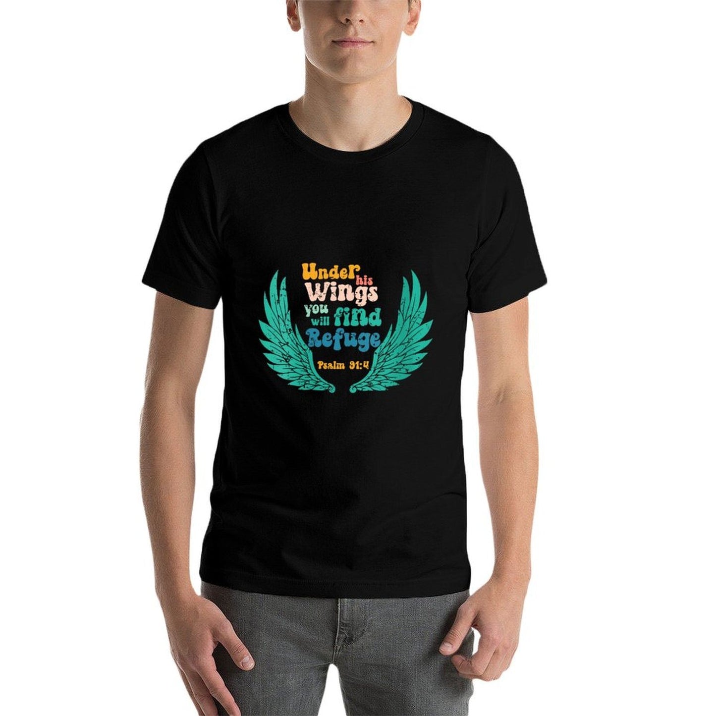 Womens Under His Wings You Will Find Refuge, Psalm 914 Christian  Polyester Blend T-Shirt
