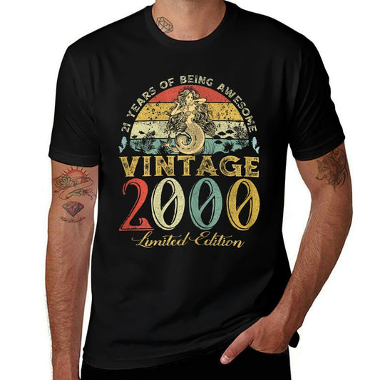 Womens Vintage 2000 Sunset Mermaid 21 Years Old 21st Birthday Gift  Wrinkle-resistant T-Shirt