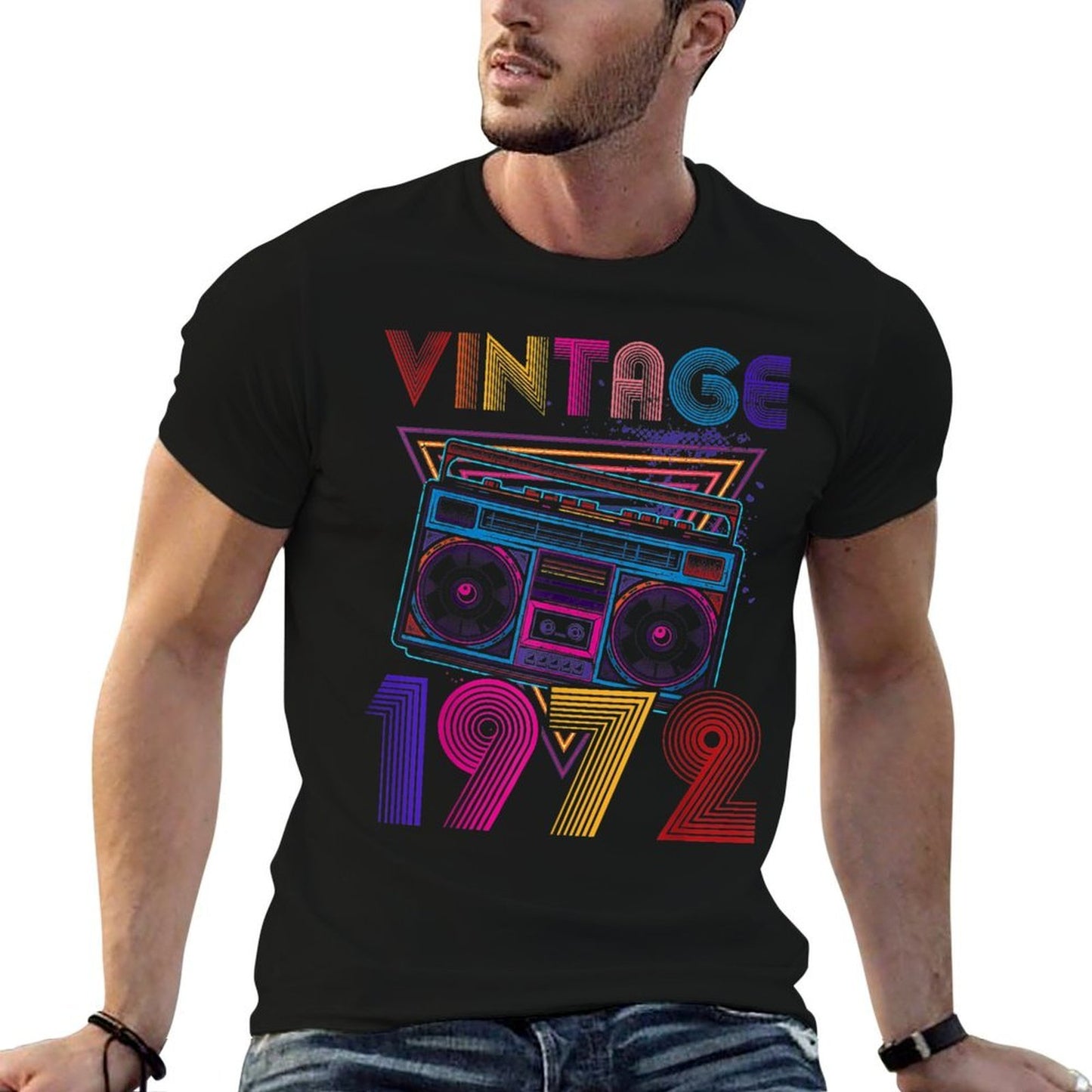Vintage Cassette Radio 50th Birthday Party 1972  Odor-resistant T-Shirt