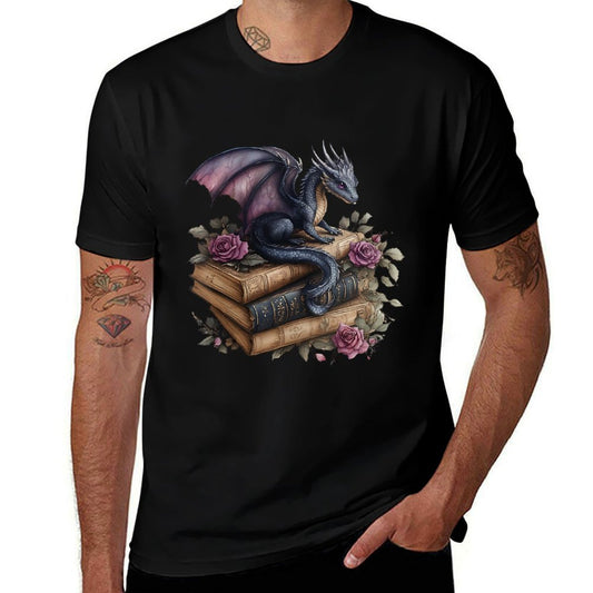 Womens Fantasy Dragon Book Lovers Readers Novel Inspired Reading  Easy-care T-Shirt