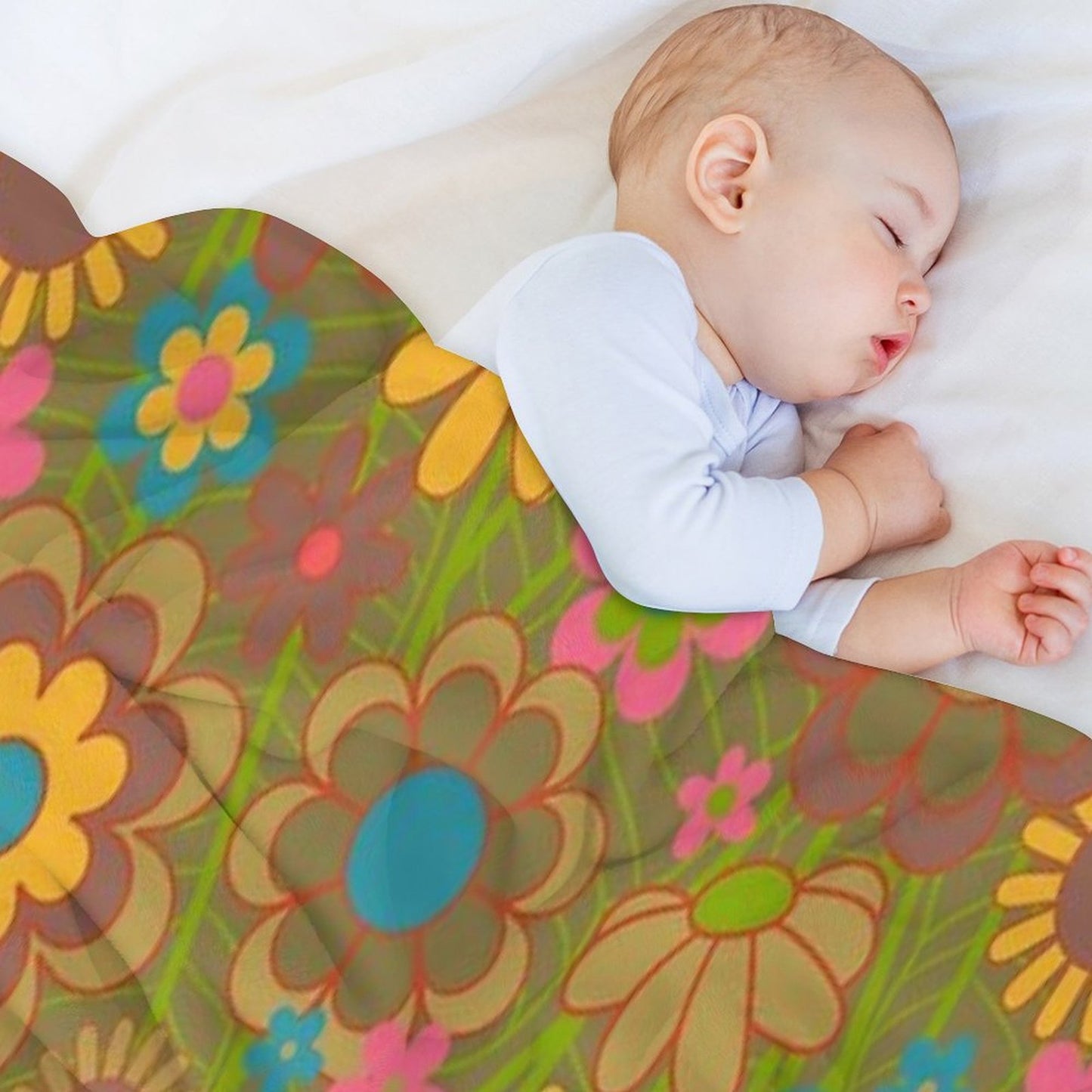 70s Joyride Flower Pattern Anti-pilling Throw Blanket