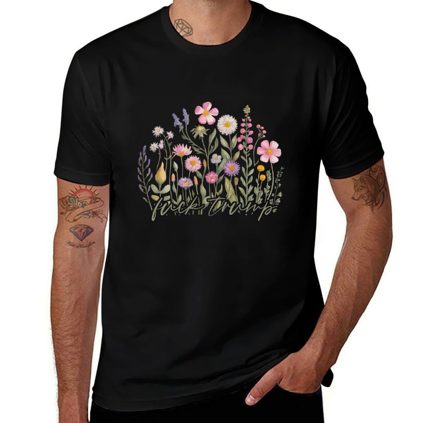 Womens Watercolor Anti Trump Floral Democrat President Liberal  Trendy Pattern T-Shirt