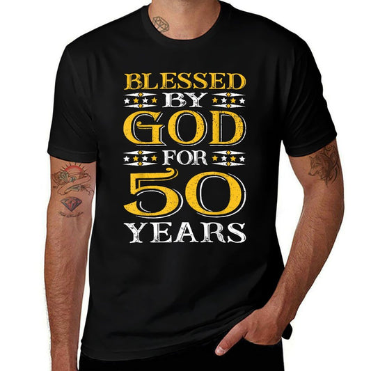 Vintage Blessed By God 50 Years Happy Fifty 50th Birthday  Summer-ready Fabric T-Shirt