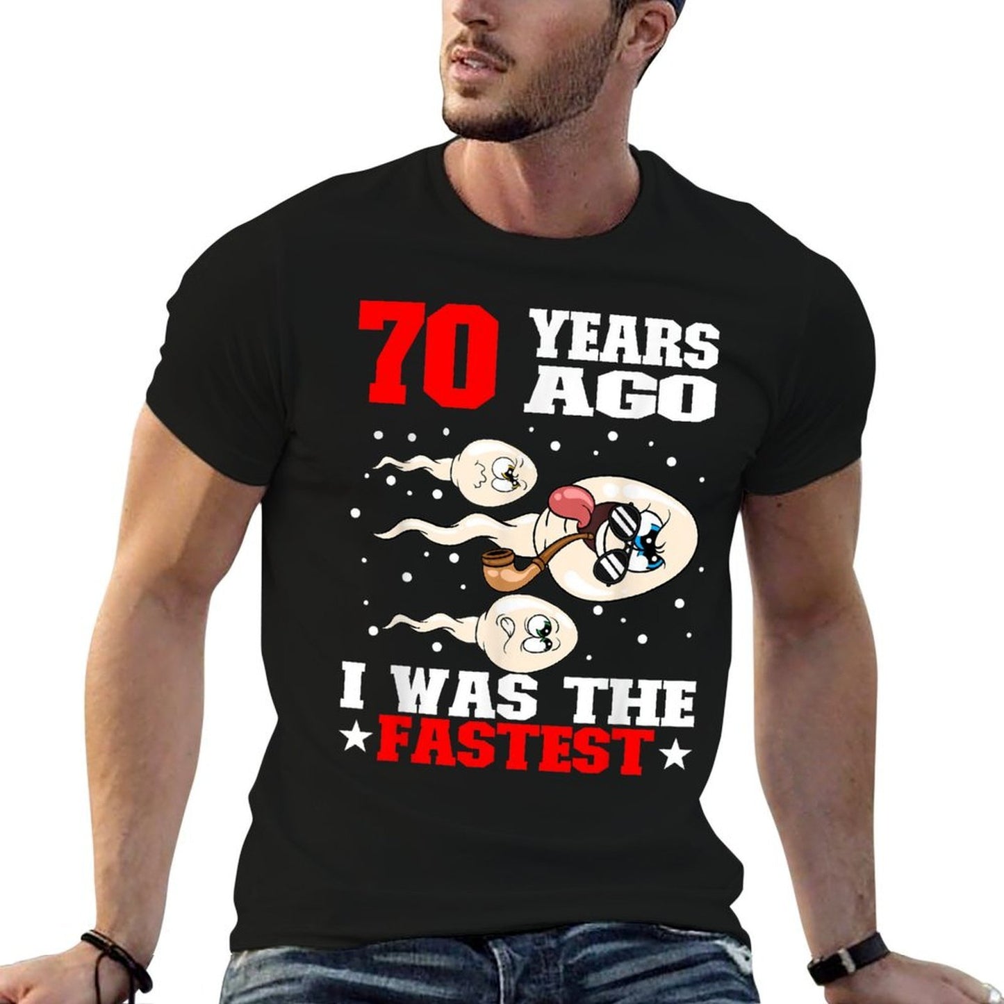 70 Years Ago I Was The Fastest Sperm 70th Birthday  Trendy Pattern T-Shirt