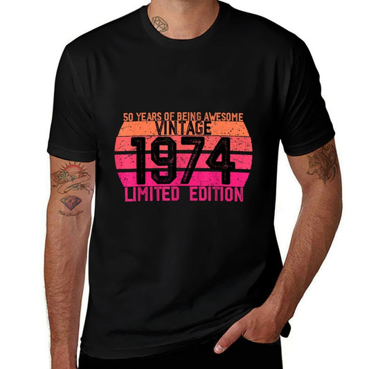 50th Birthday Gift Men Vintage Born 1974 Turning 50 Year Old  Breathable T-Shirt