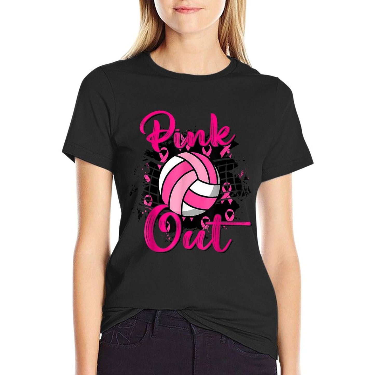 Volleyball Pink Out Breast Cancer Awareness  Quick-drying T-Shirt