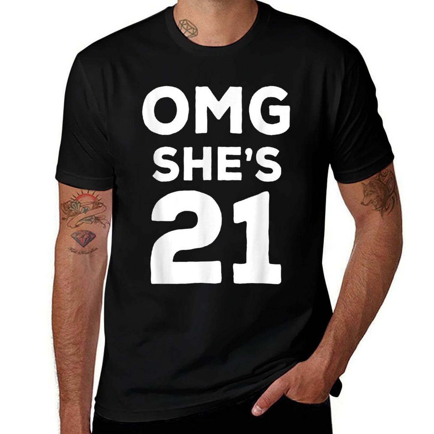 21st Birthday for Brother, Sister, Group OMG She's 21  Trendy Pattern T-Shirt