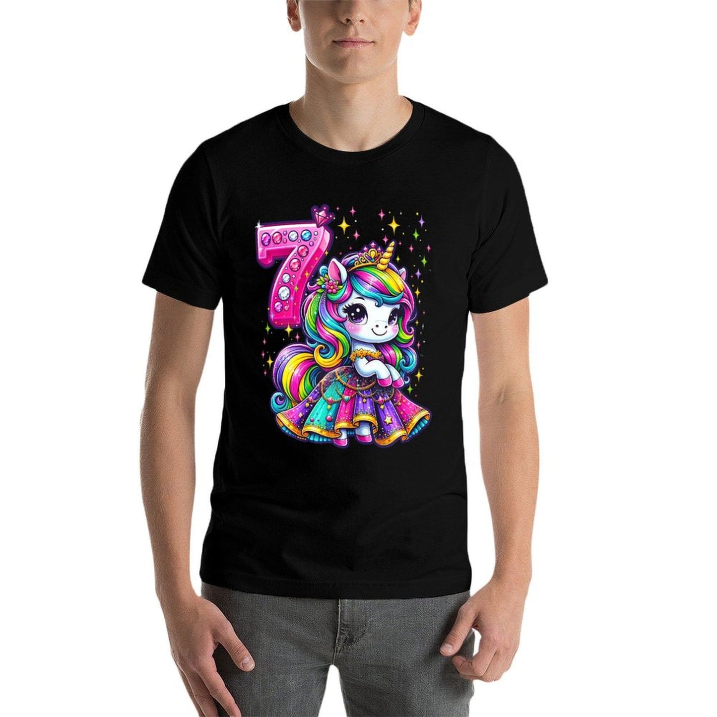 Unicorn Princess 7th Birthday 7 Year Old Party Girls Outfit  Affordable Price T-Shirt