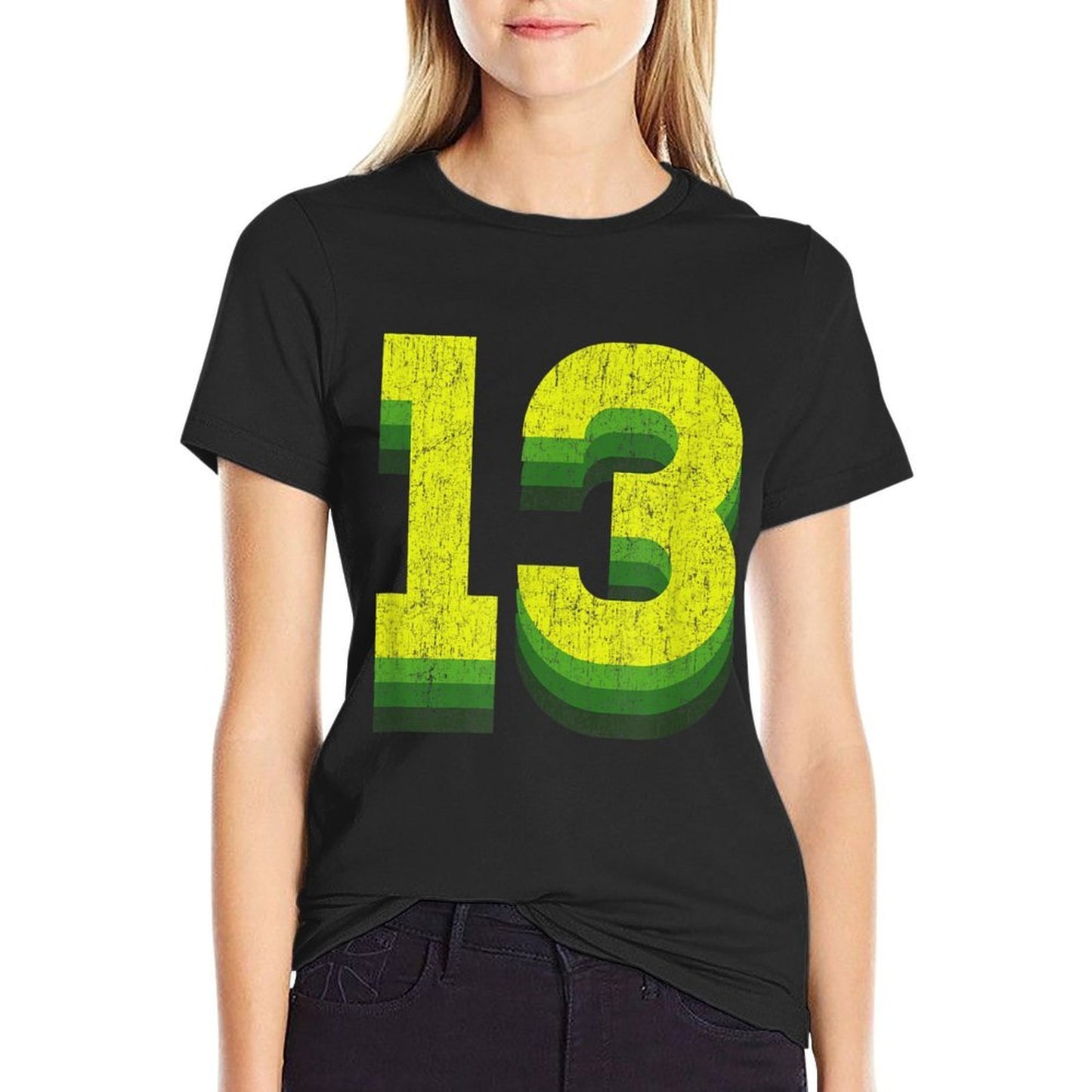 13 Vintage Lucky Number 13th Year Birthday Age Sports  Relaxed-fit T-Shirt