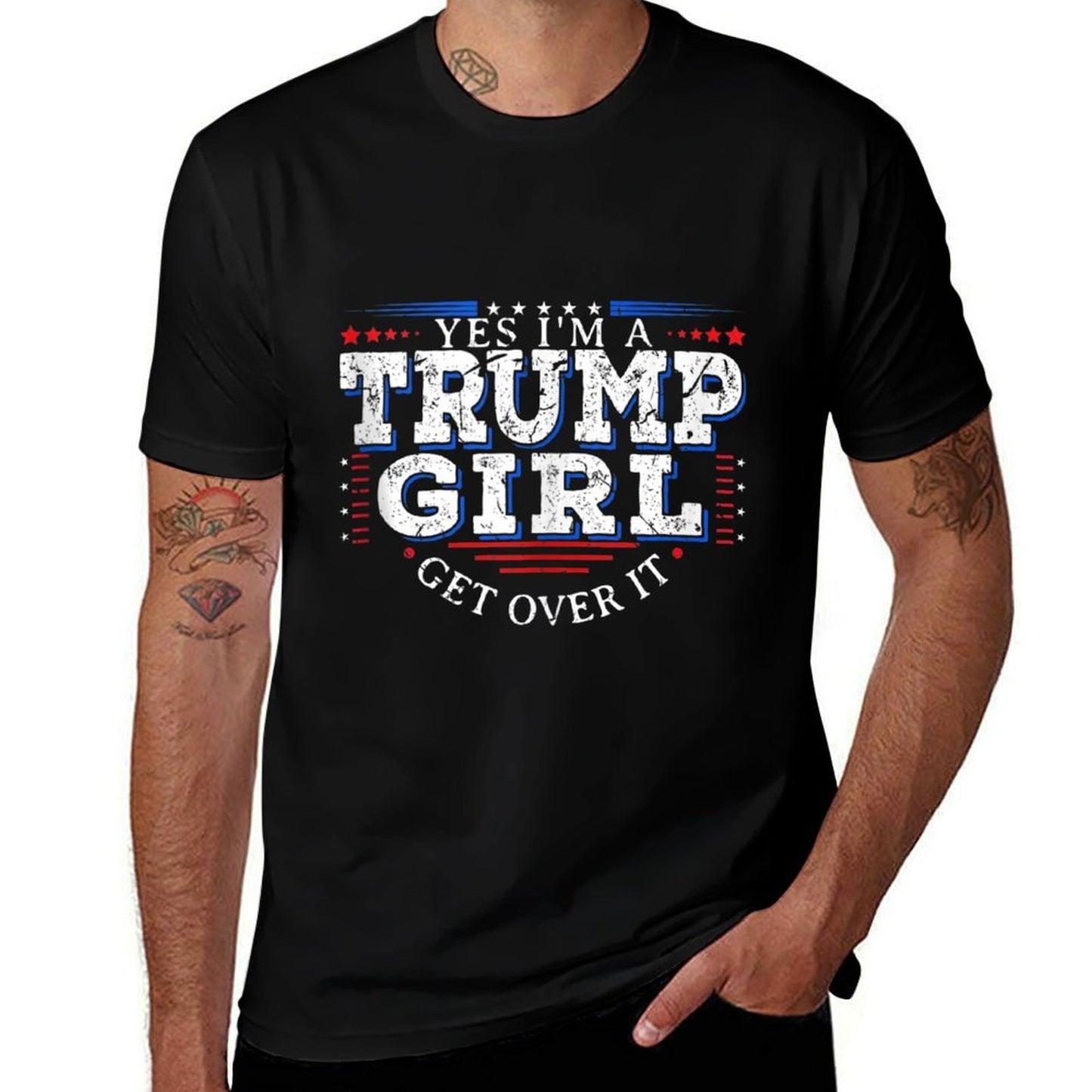 Yes I&#39;m A Trump Girl Get Over It Gifts For Pro Trump  Rolled Sleeves T-Shirt