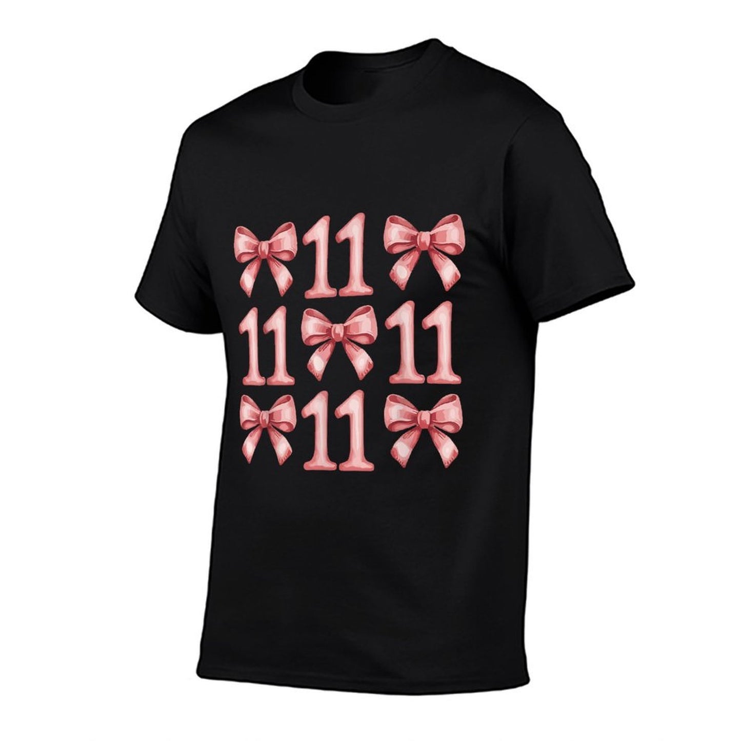 11 Years Old Birthday Girl Coquette Pink Bow Aesthetic  Eco-friendly Material T-Shirt