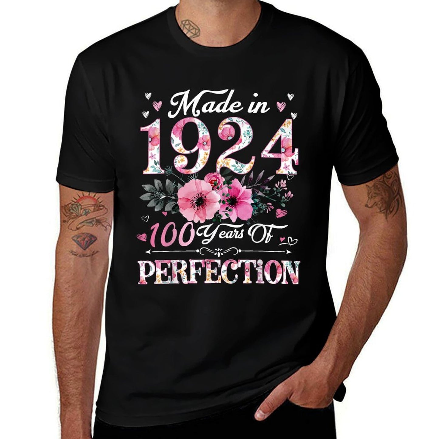 100 Year Old Made In 1924 Floral 100th Birthday Gifts Women  Quick-drying T-Shirt