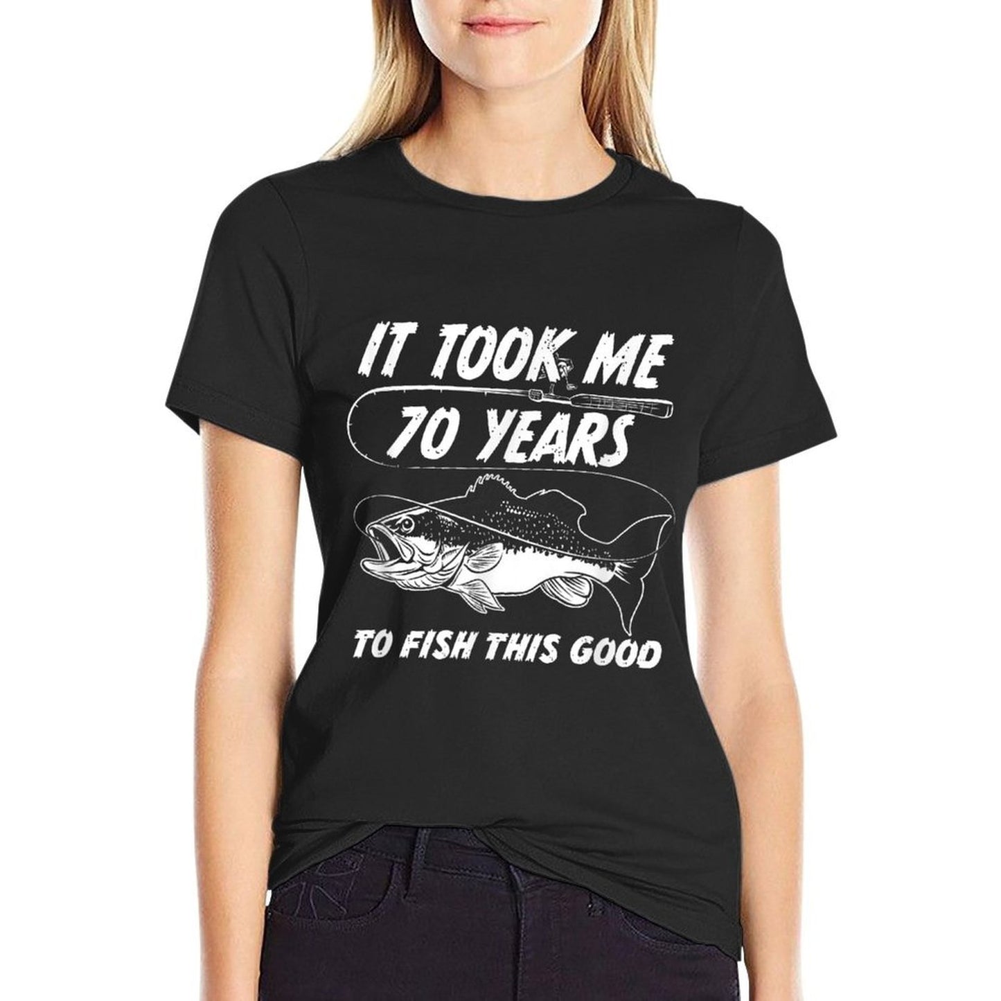 70th Birthday Fishing Birthday Gift - 70 Year Old Fisherman  Fade-proof Color T-Shirt