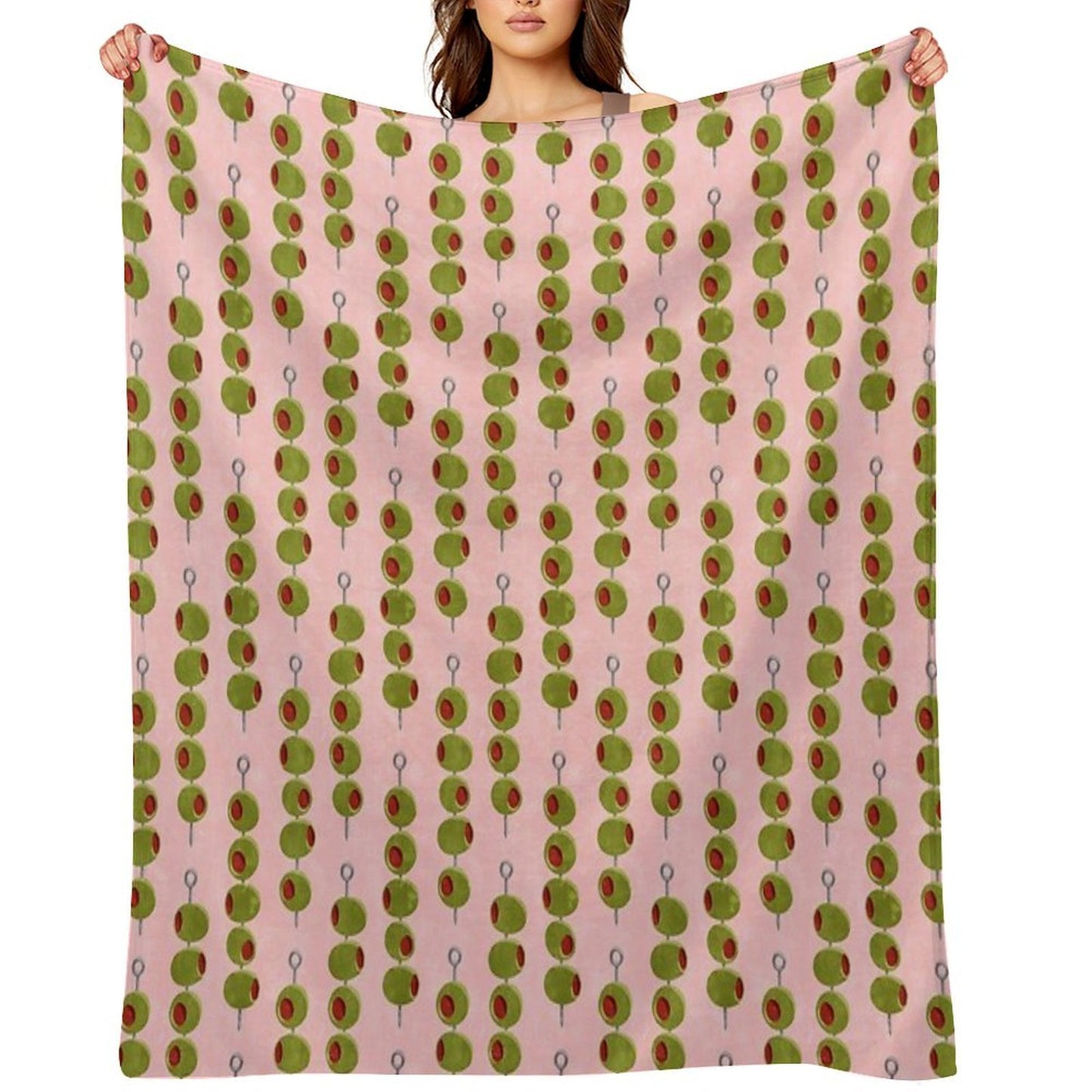 Martini Cocktail Olives  - Olives on A Stick (pink) Machine-washable Throw Blanket