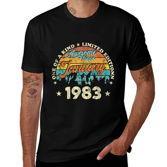 40 Years Old Awesome Since January 1983 40th Birthday 2023  Eco-friendly Material T-Shirt