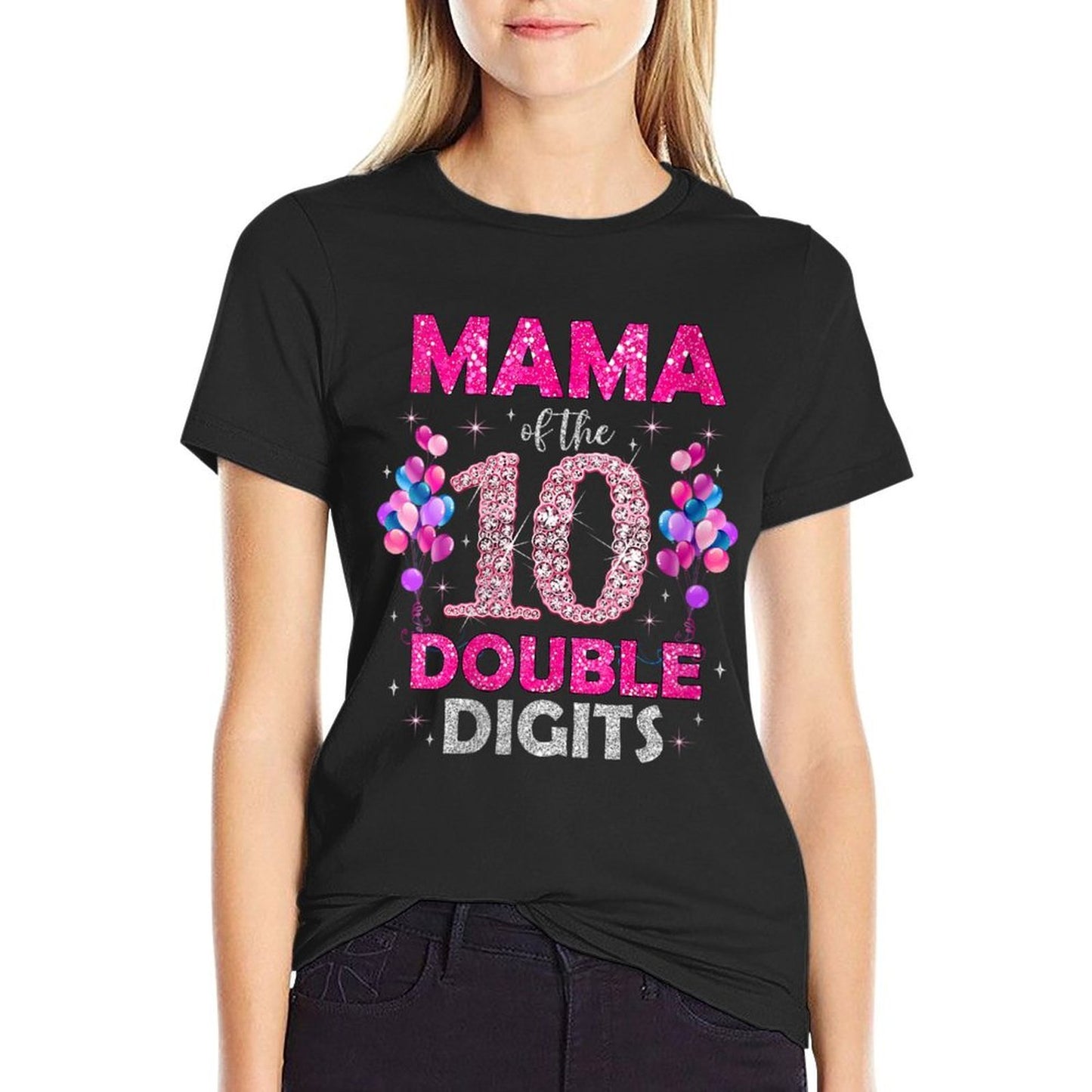 Womens Mama of The Birthday Girl Double Digits 10th Birthday  Odor-resistant T-Shirt