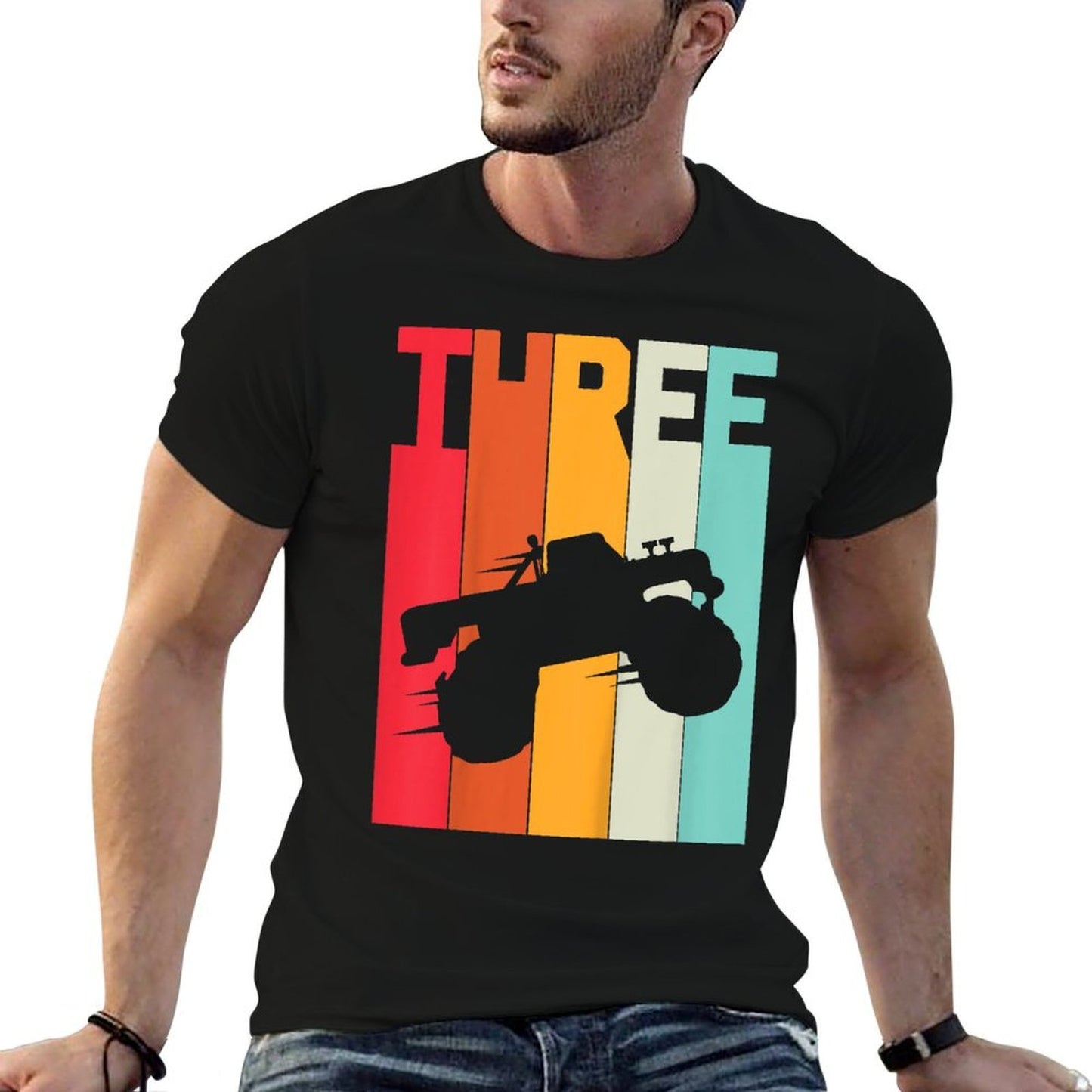 3rd Birthday Retro Monster Truck 3 Years Boys Girl Kids  Lightweight T-Shirt