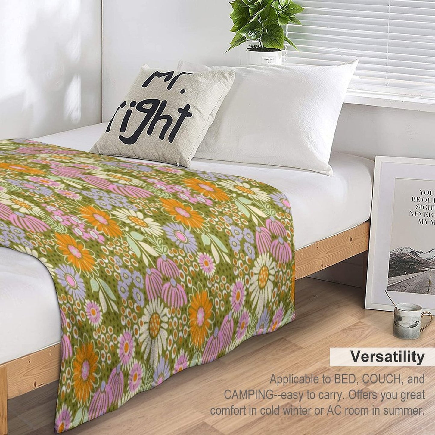 70s Floral Premium Throw Blanket