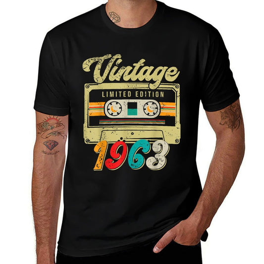 Vintage 1963 Cassette Mixtape 60 Years Old 60th Birthday  Stretchy T-Shirt